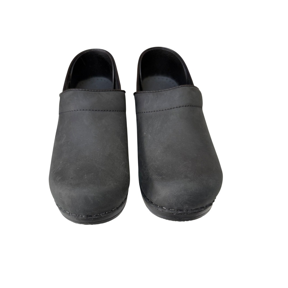 Sanita Black Leather Clogs